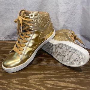 Pastry Gold Sparkly High Top Sneakers Size 8.5